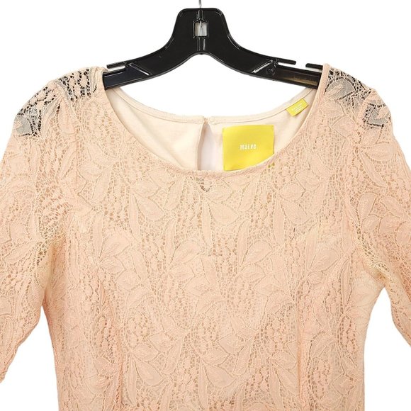 Maeve Anthropologie Pink Lace Floral Dress Size M Round Neck Keyhole Back Lined - Picture 9 of 16